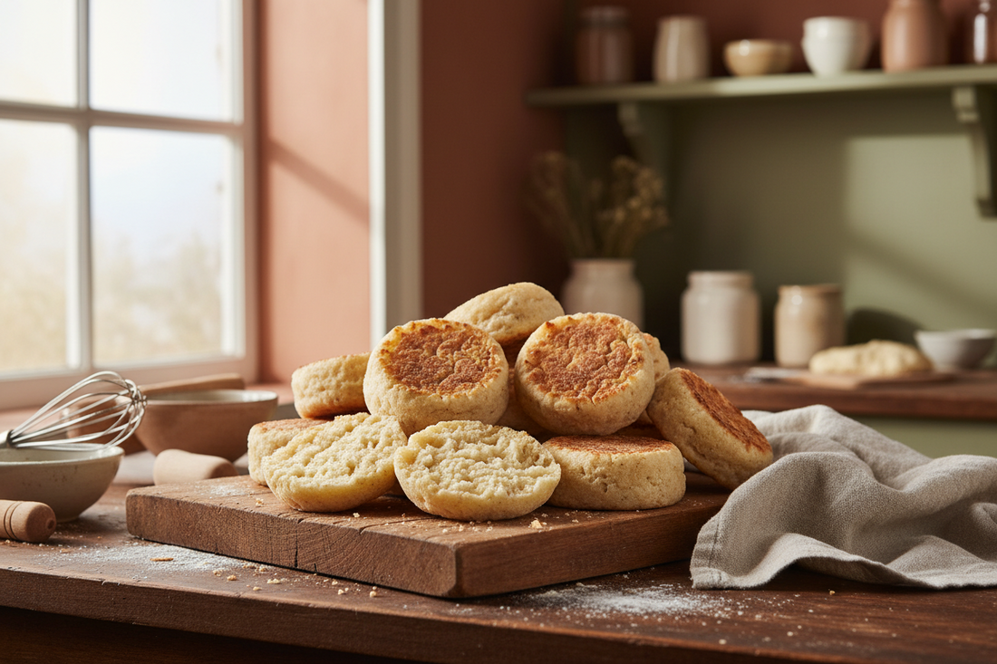 Easy Sourdough Discard English Muffins with Fresh Milled Flour